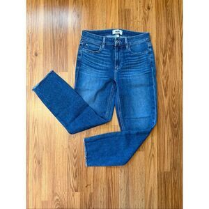 Paige Women's Raw Hem Skyline Skinny Crop Jeans Blue Denim Medium Wash Size 27